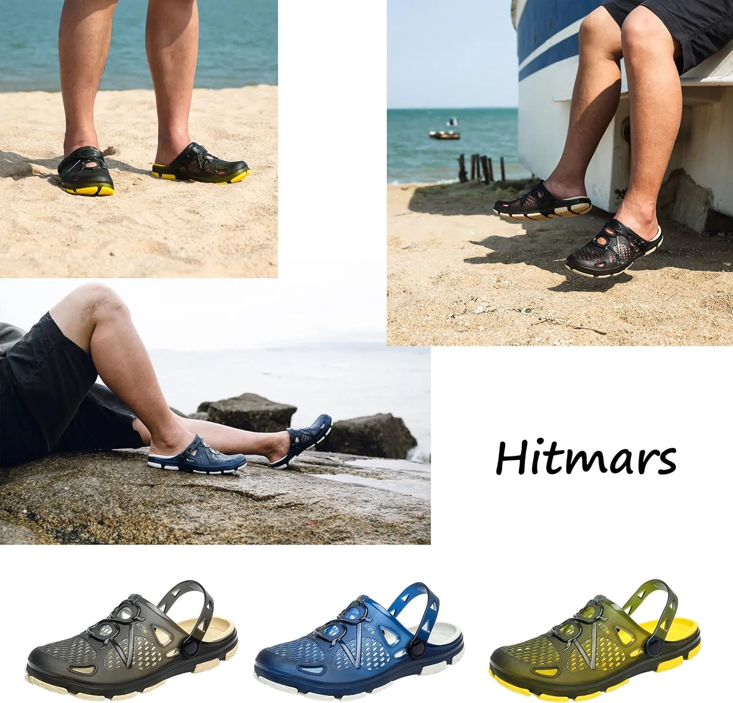 Mens Clogs Lightweight Garden Shoes Breathable Clogs Beach Slippers Slip On Mules Pool Beach Yard for Men Black Blue Yellow Size US 7-13