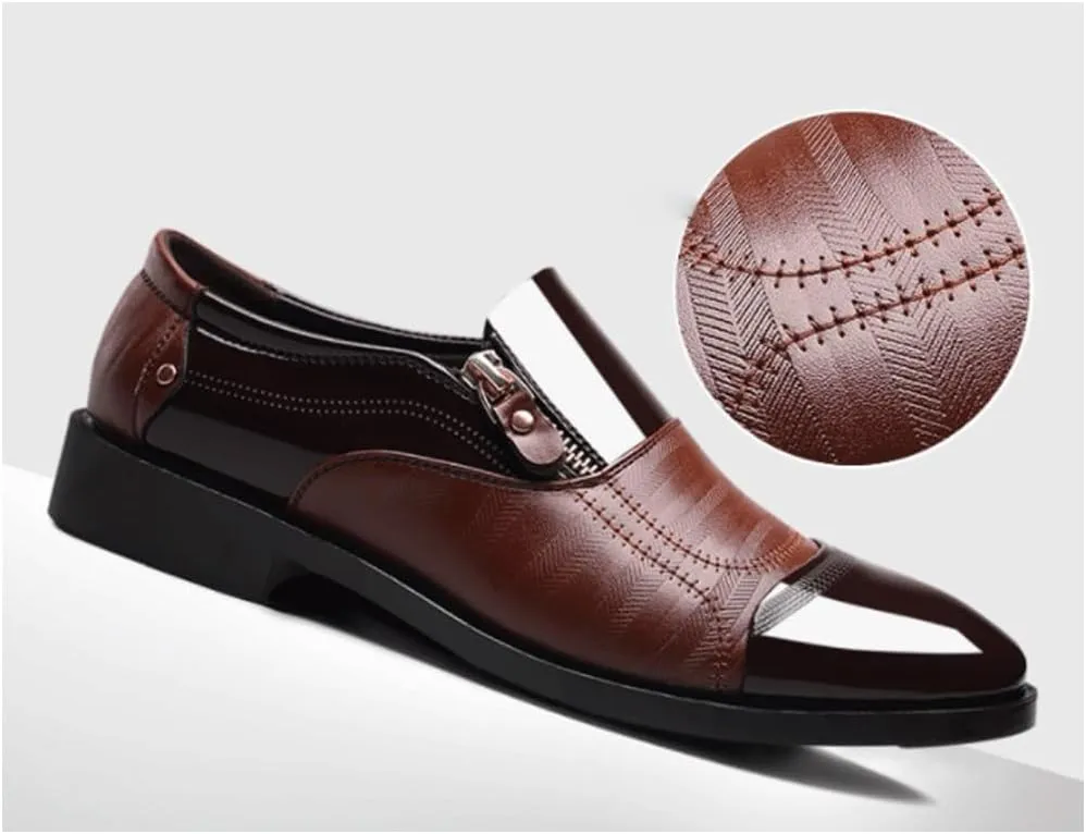 Mens Dress Formal Shoes Genuine Leather Slip On Pointed Toe Non Slip Low Top Classic Business Wedding Party Footwear