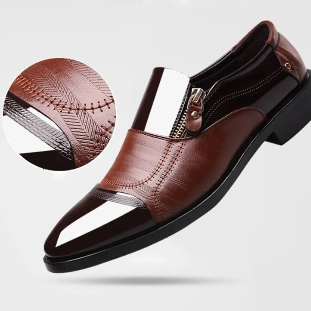 Mens Dress Formal Shoes Genuine Leather Slip On Pointed Toe Non Slip Low Top Classic Business Wedding Party Footwear