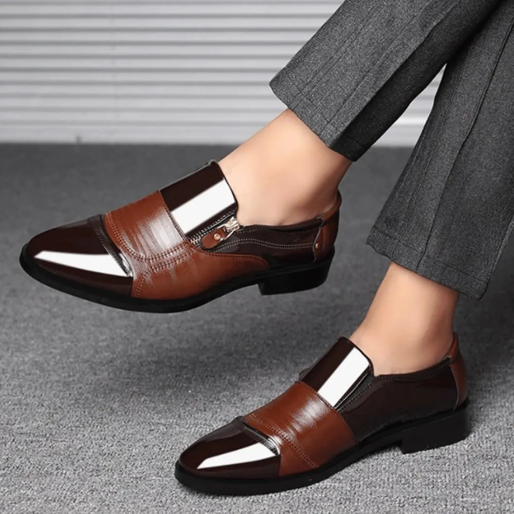 Mens Dress Formal Shoes Genuine Leather Slip On Pointed Toe Non Slip Low Top Classic Business Wedding Party Footwear