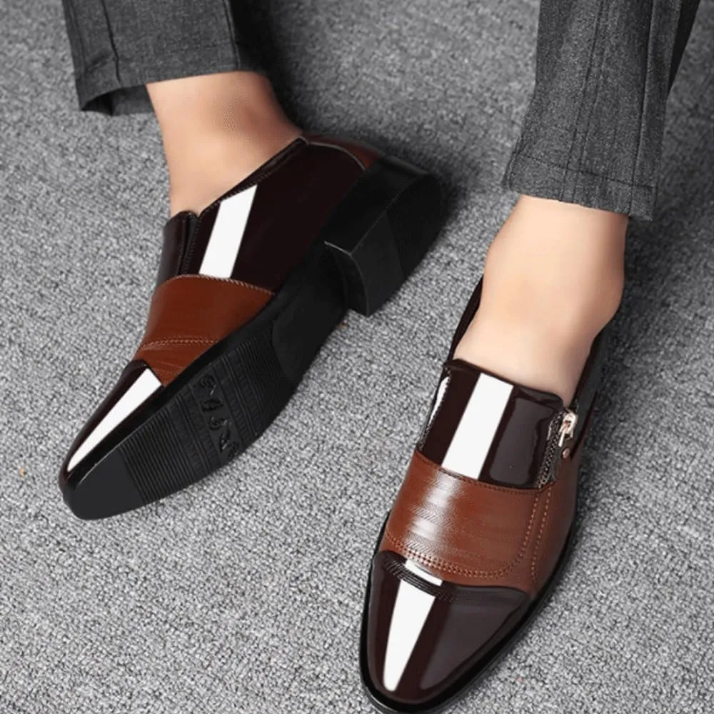 Mens Dress Formal Shoes Genuine Leather Slip On Pointed Toe Non Slip Low Top Classic Business Wedding Party Footwear