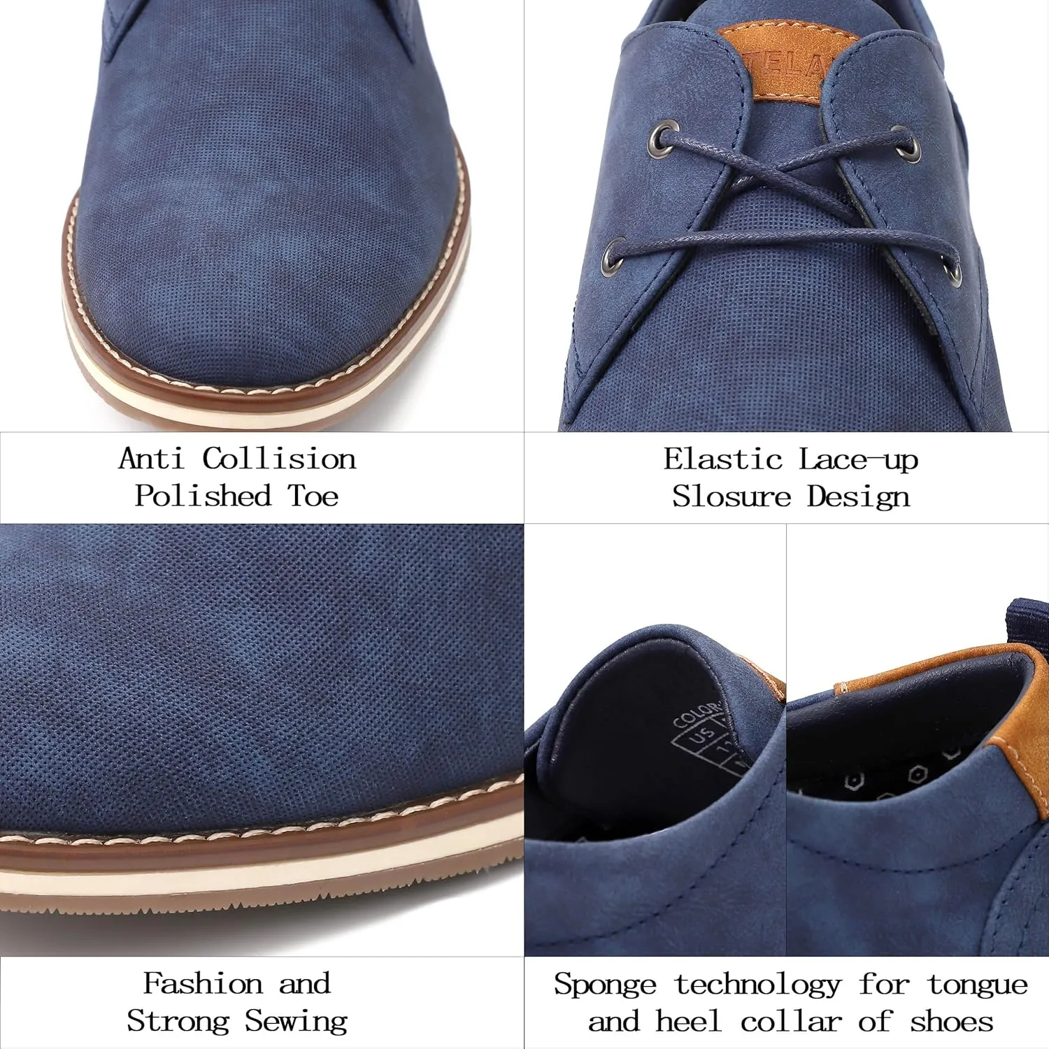 Men's Dress Shoes, Mens Oxford Shoes, Leather Stylish Lace-up Wingtip Brogues, Business Casual Formal Derby Shoe