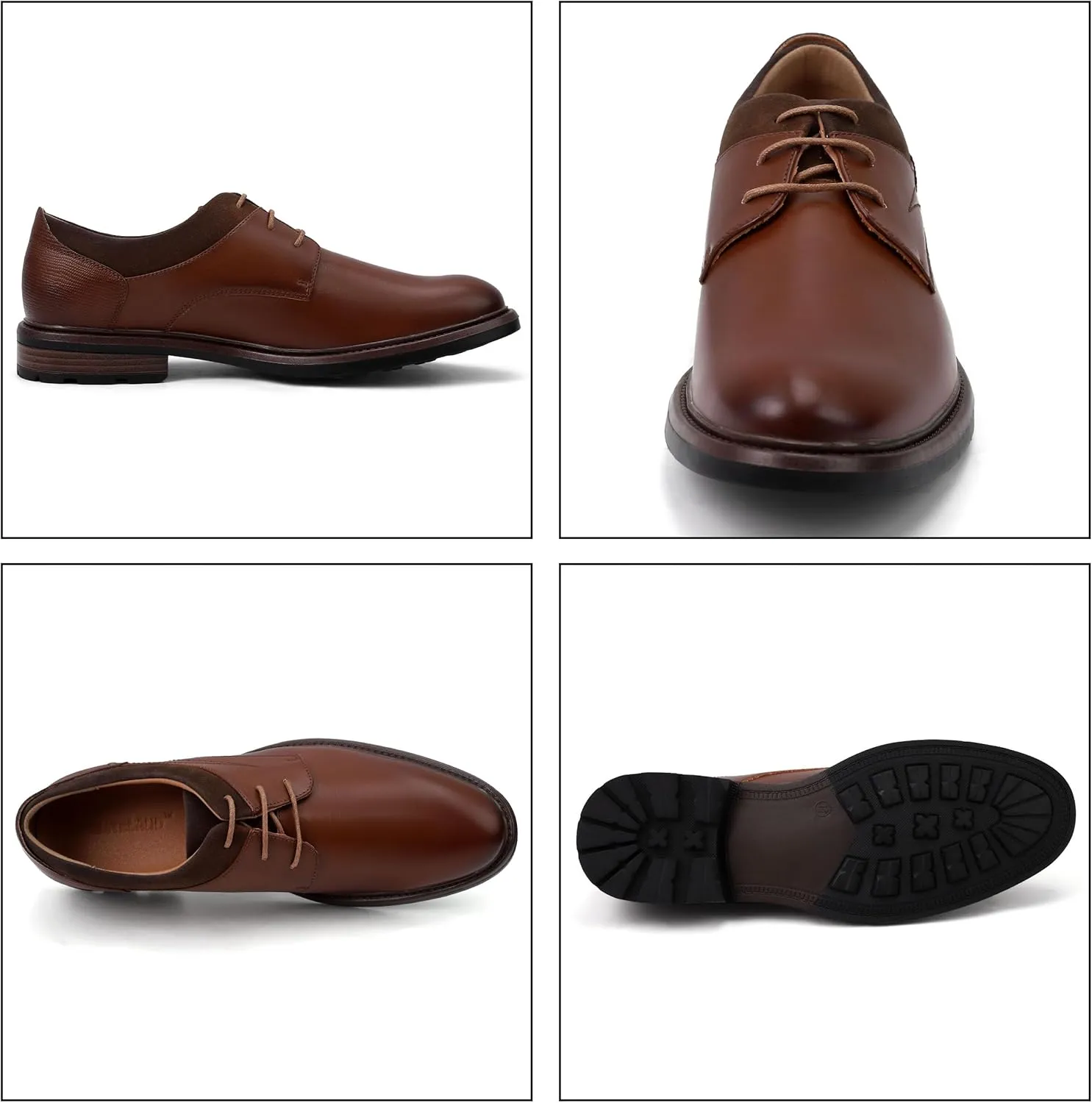 Men's Dress Shoes, Mens Oxford Shoes, Leather Stylish Lace-up Wingtip Brogues, Business Casual Formal Derby Shoe