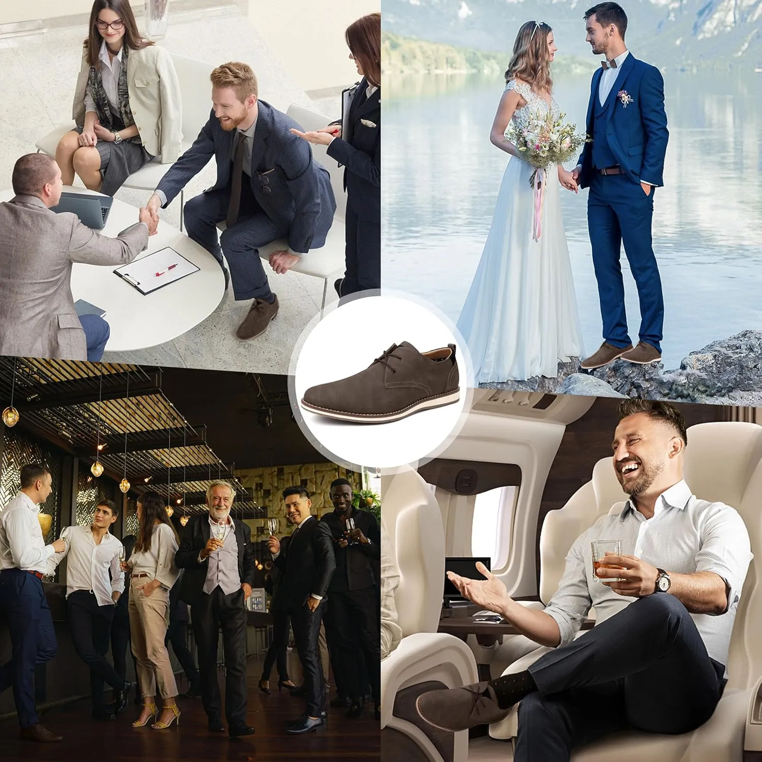 Men's Dress Shoes, Mens Oxford Shoes, Leather Stylish Lace-up Wingtip Brogues, Business Casual Formal Derby Shoe