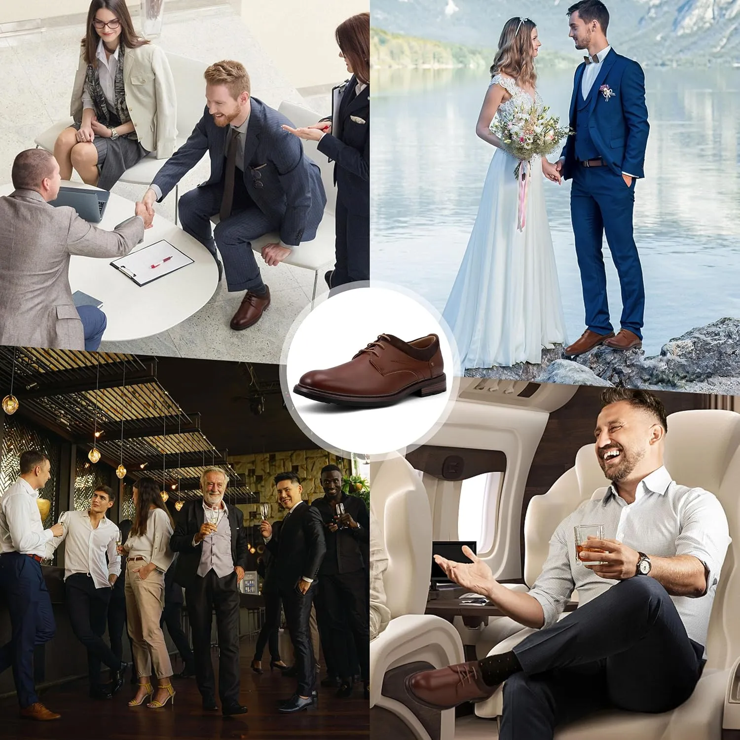 Men's Dress Shoes, Mens Oxford Shoes, Leather Stylish Lace-up Wingtip Brogues, Business Casual Formal Derby Shoe