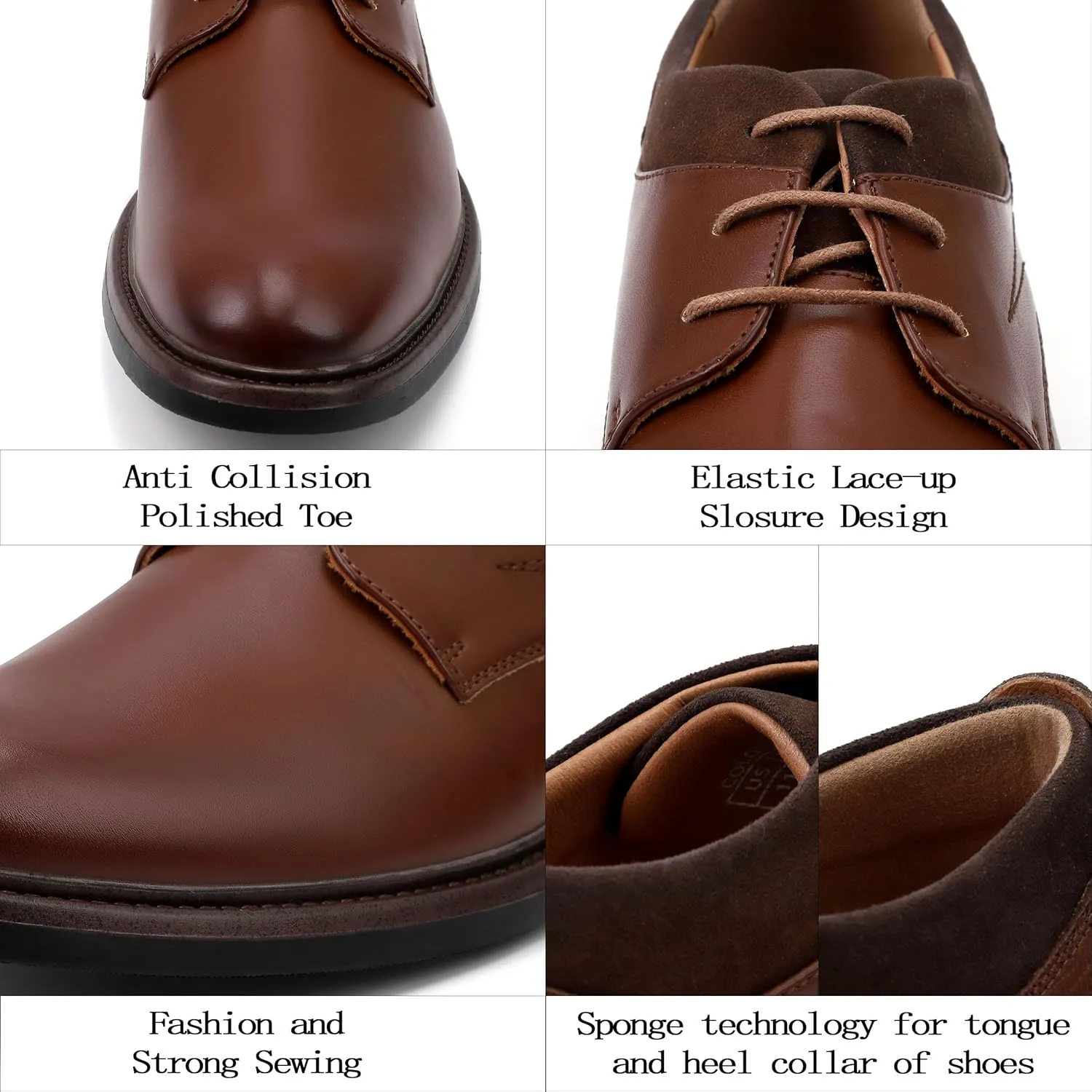 Men's Dress Shoes, Mens Oxford Shoes, Leather Stylish Lace-up Wingtip Brogues, Business Casual Formal Derby Shoe