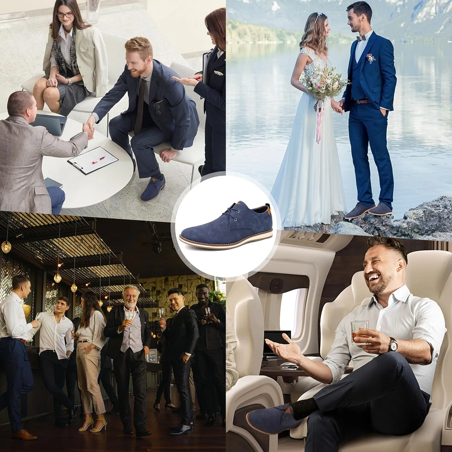 Men's Dress Shoes, Mens Oxford Shoes, Leather Stylish Lace-up Wingtip Brogues, Business Casual Formal Derby Shoe