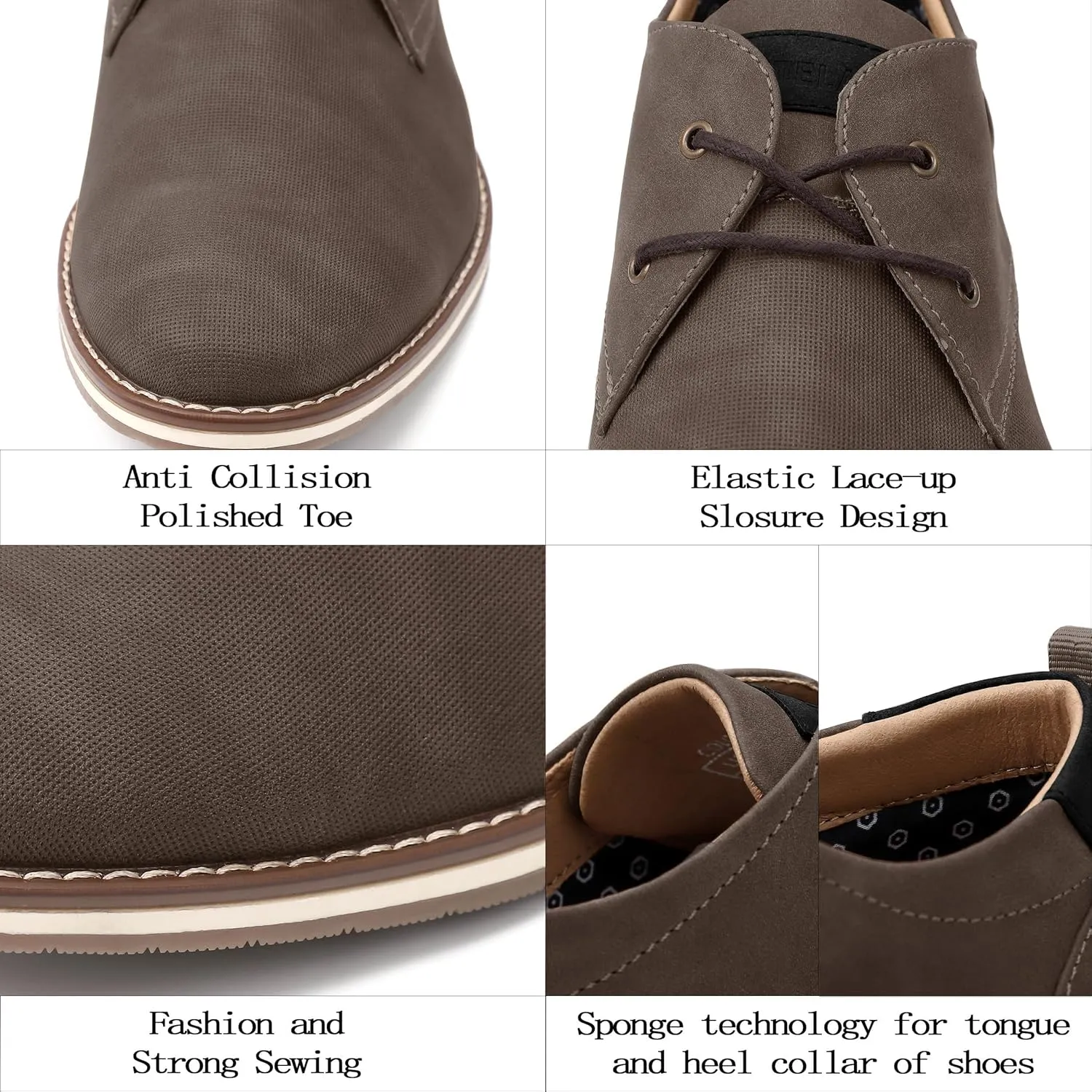 Men's Dress Shoes, Mens Oxford Shoes, Leather Stylish Lace-up Wingtip Brogues, Business Casual Formal Derby Shoe