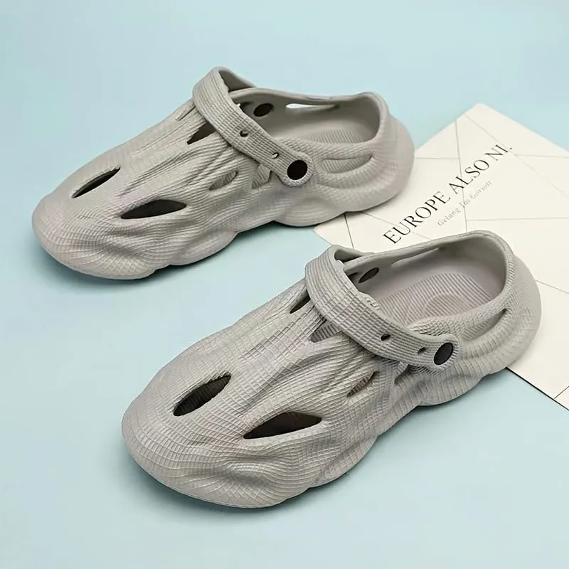 Men's Fashion Plain Color Clogs Anti Skid Closed-Toe Slides Slippers Quick Drying Foam Runners for Indoor Outdoor Shower Beach Pool