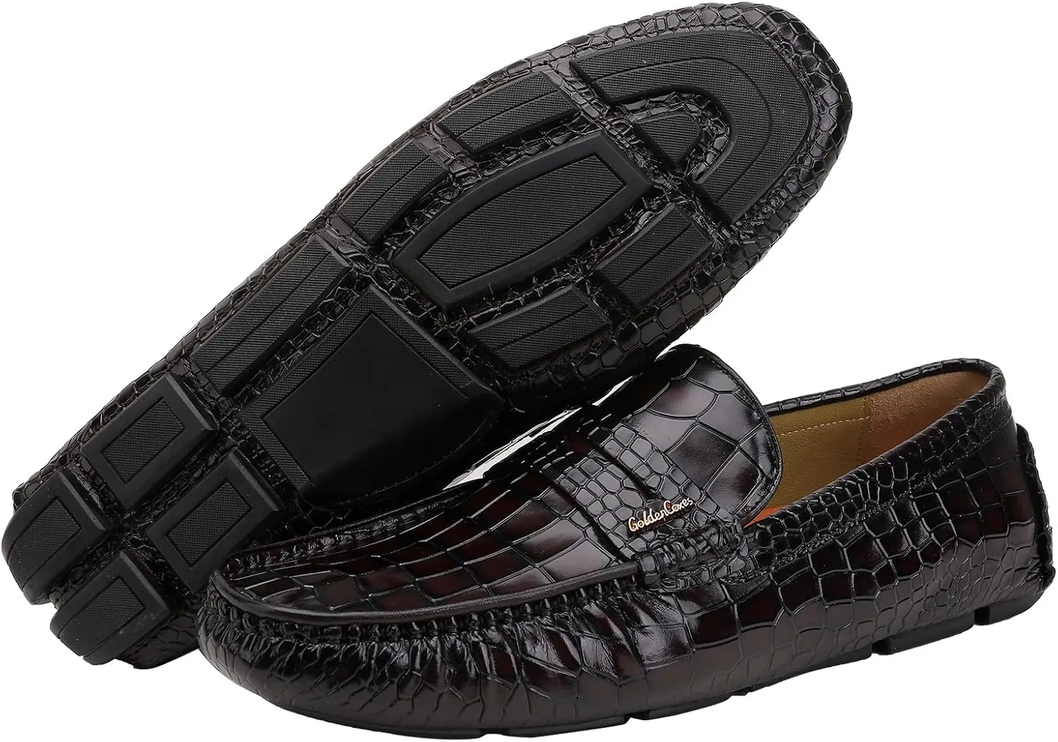 Mens Leather Penny Loafers, Casual Comfortable Driving Moccasins Business Dress Slip on Loafer Shoes for Men