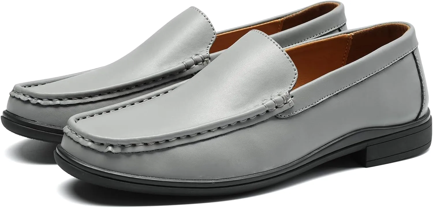 Men’s Loafers Casual Leather Slip-On Oxfords Driving Shoes Dress Soft Comfortable & Light-Weight Black