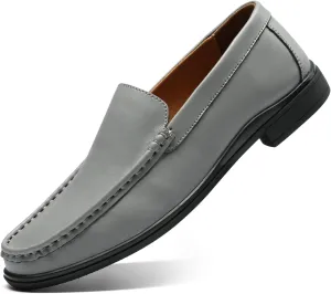 Men’s Loafers Casual Leather Slip-On Oxfords Driving Shoes Dress Soft Comfortable & Light-Weight Black