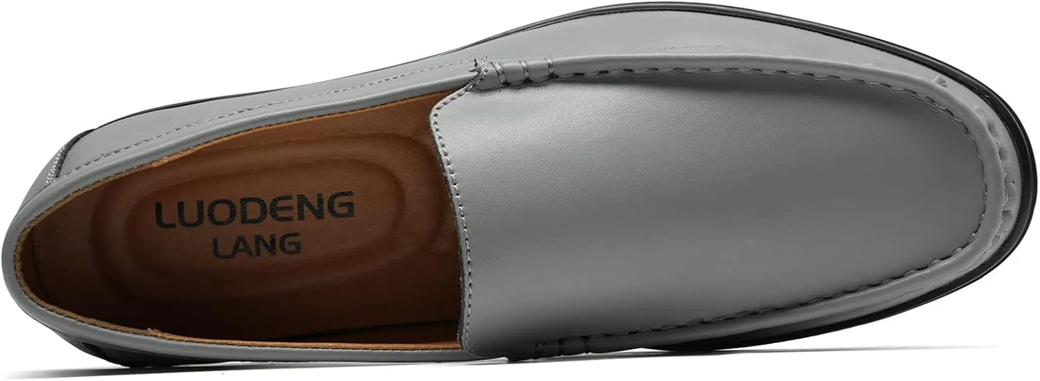 Men’s Loafers Casual Leather Slip-On Oxfords Driving Shoes Dress Soft Comfortable & Light-Weight Black