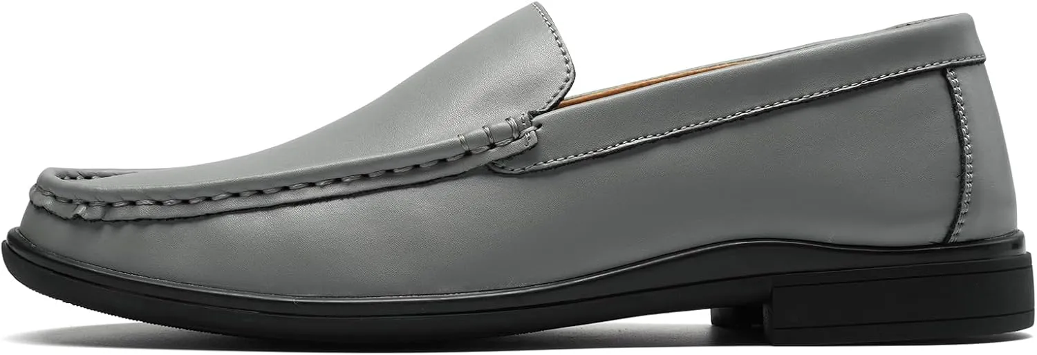 Men’s Loafers Casual Leather Slip-On Oxfords Driving Shoes Dress Soft Comfortable & Light-Weight Black