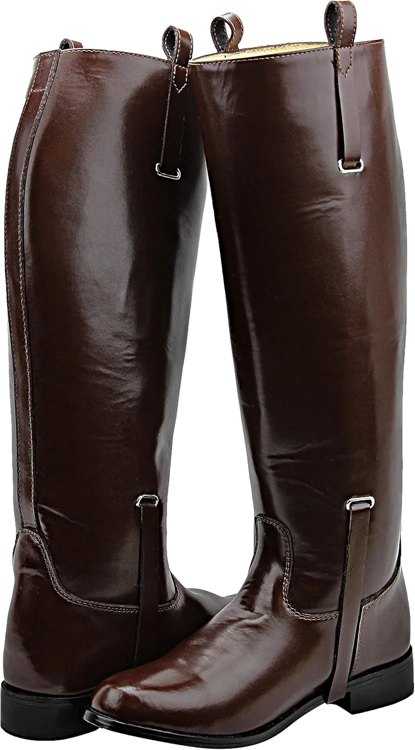 Mens Man Dignity Dress Dressage Horse Riding Boots Stylish Fashion Equestrian Pull On Brown