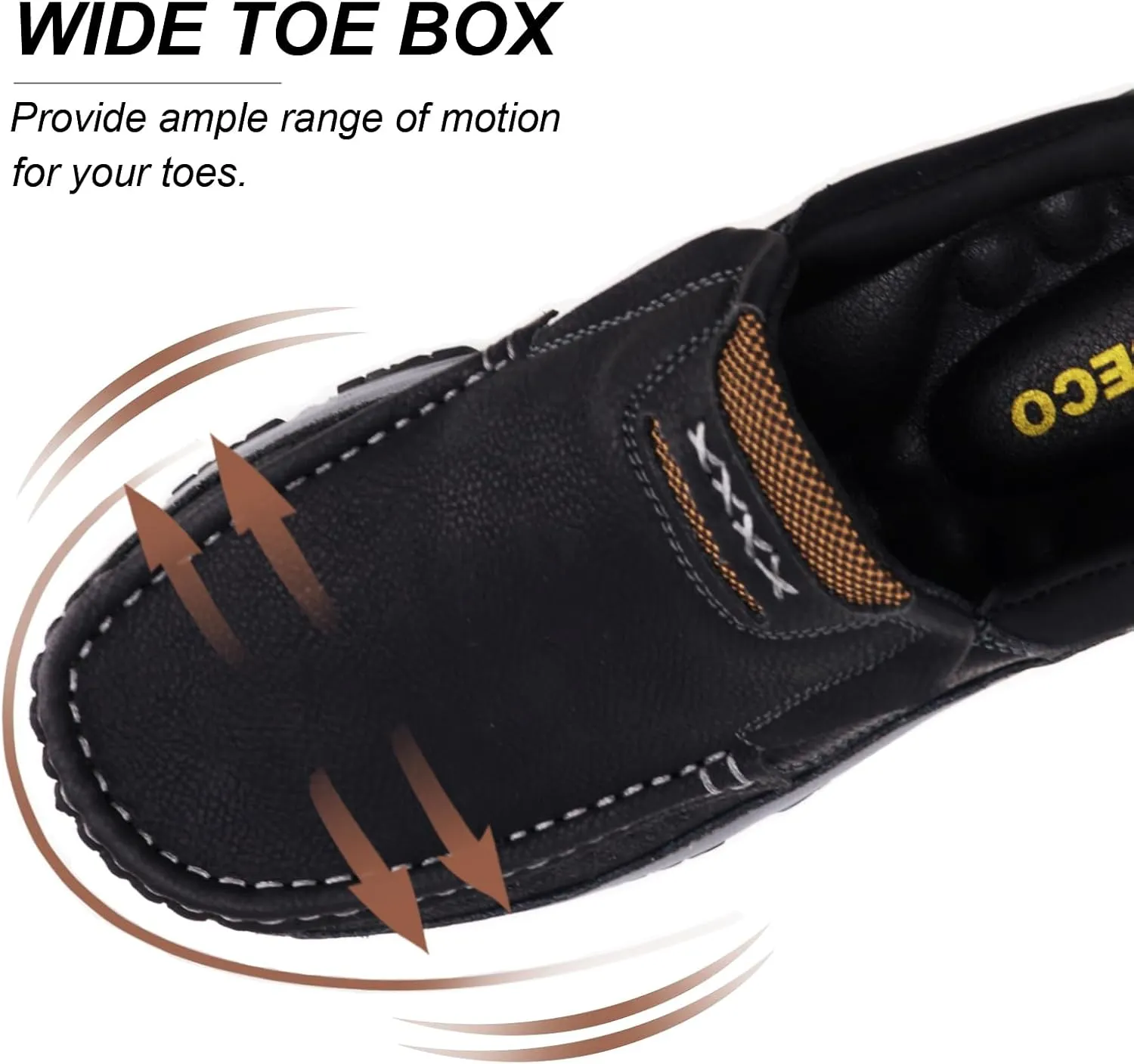 Mens Slip On Hands Free Leather Walking Outdoor Slip-Ins Loafers Work Hiking Causal Shoes