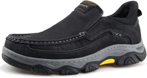 Mens Slip On Hands Free Leather Walking Outdoor Slip-Ins Loafers Work Hiking Causal Shoes