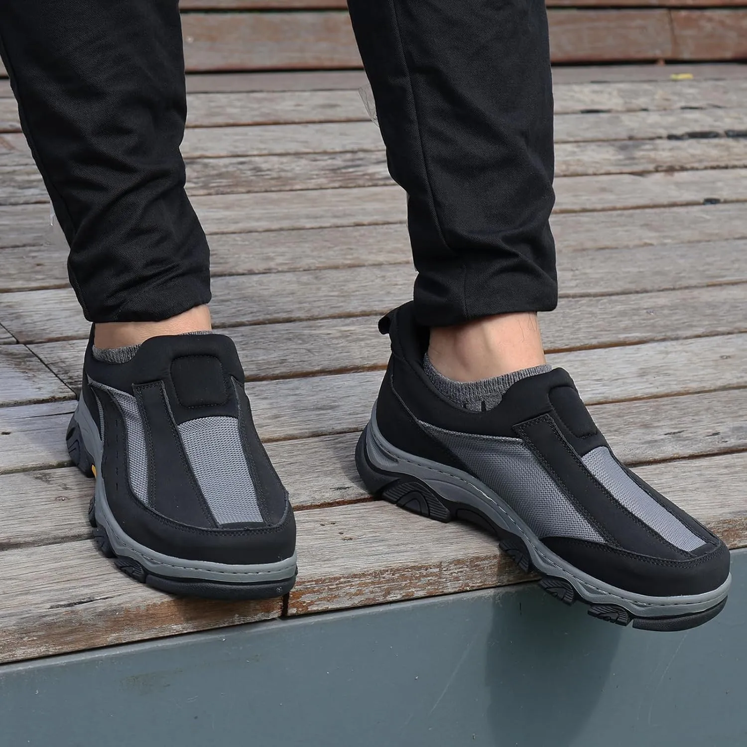 Mens Slip On Hands Free Loafers Causal Outdoor Walking Slip-Ins Breathable Step in Work Shoes