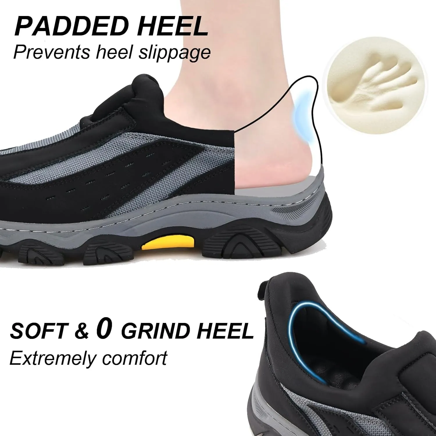 Mens Slip On Hands Free Loafers Causal Outdoor Walking Slip-Ins Breathable Step in Work Shoes