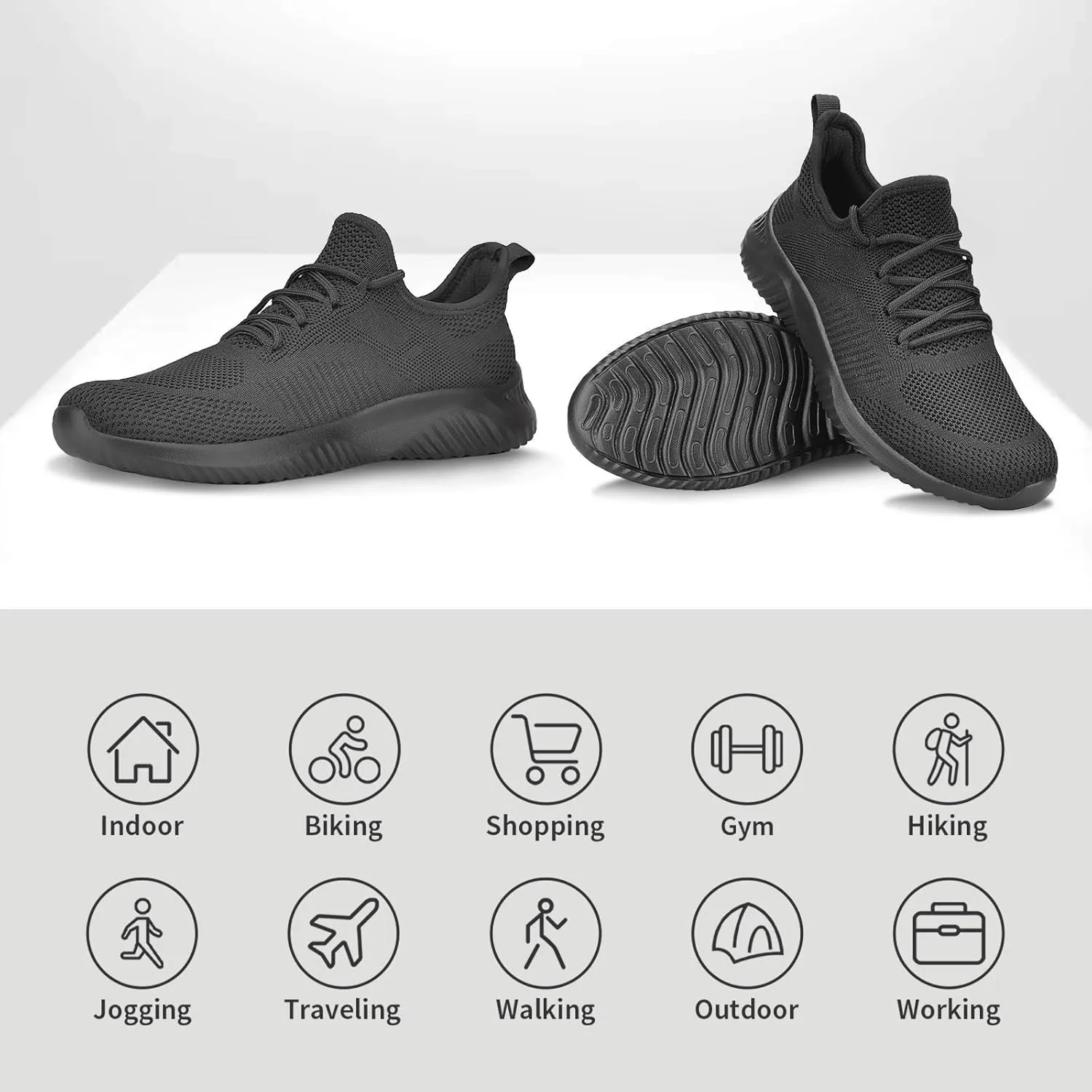 Mens Slip On Sneakers Non Slip Work Shoes Lightweight Mesh for Casual Tennis Running Walking Shoes