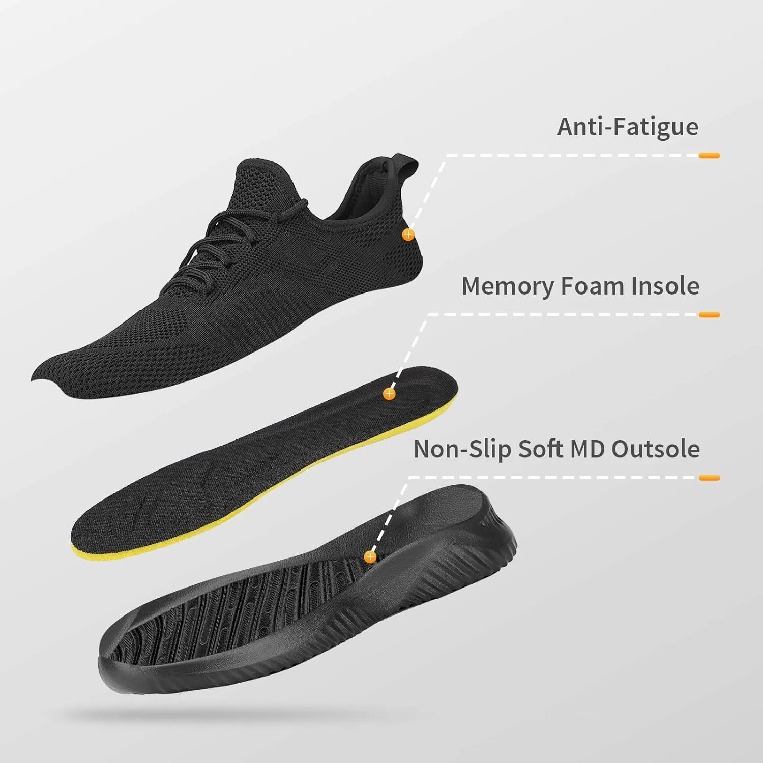 Mens Slip On Sneakers Non Slip Work Shoes Lightweight Mesh for Casual Tennis Running Walking Shoes
