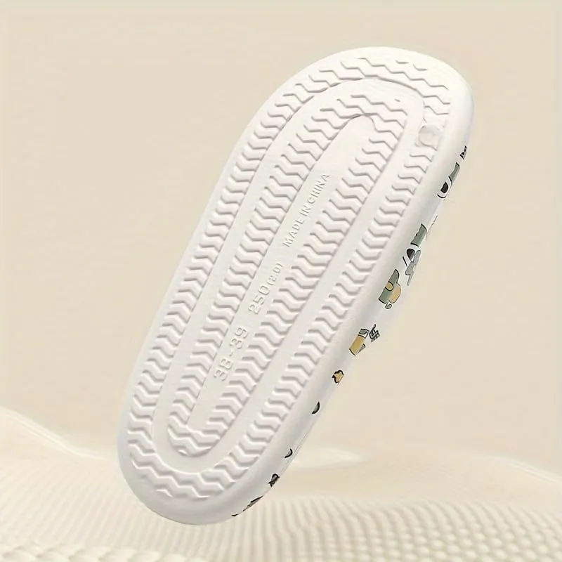 Men's Women Kids Trendy Flower Print Slip On Platform Slides, Unisex Casual Open Toe Anti-Skid Slippers for Indoor Outdoor Bathroom