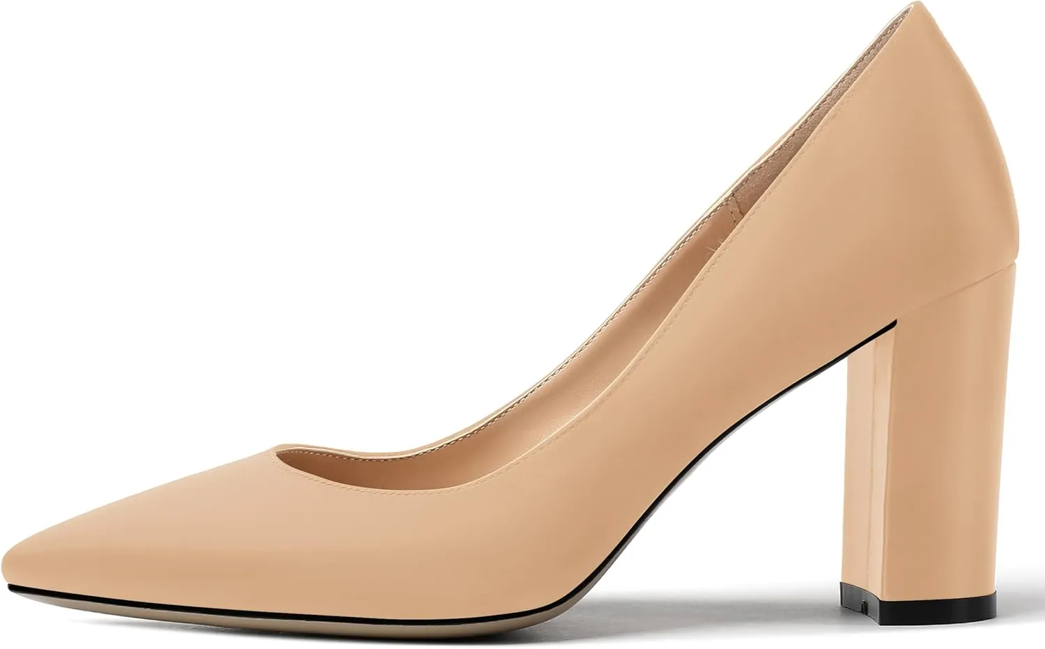 MERRORI Women's Dress Satin Pointed Toe Slip On Elegant Evening Chunky High Heel Pumps Shoes 3.3 Inch