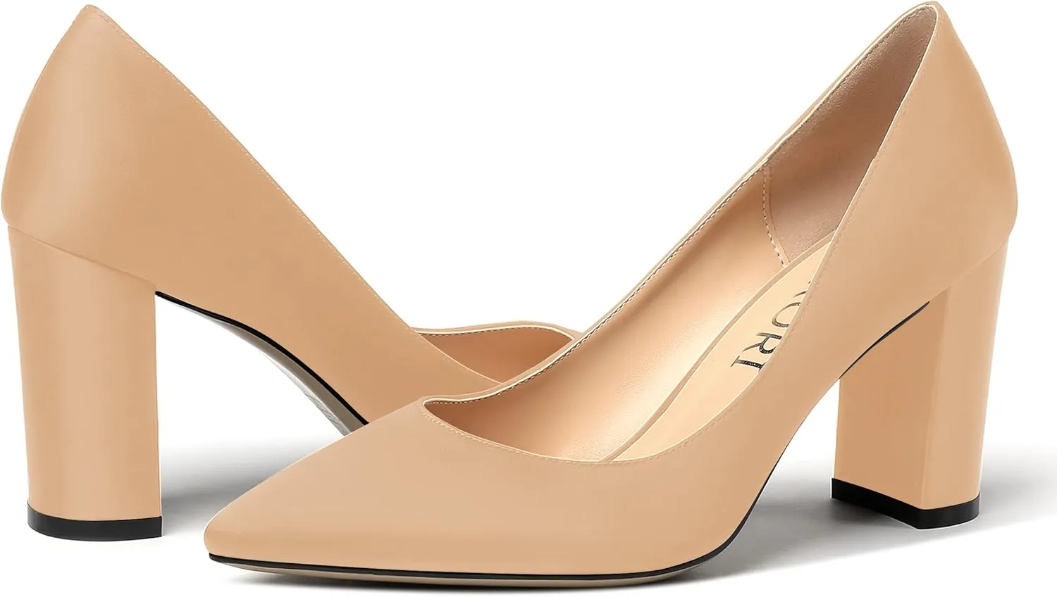 MERRORI Women's Dress Satin Pointed Toe Slip On Elegant Evening Chunky High Heel Pumps Shoes 3.3 Inch