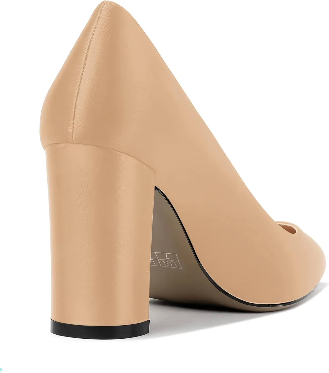 MERRORI Women's Dress Satin Pointed Toe Slip On Elegant Evening Chunky High Heel Pumps Shoes 3.3 Inch