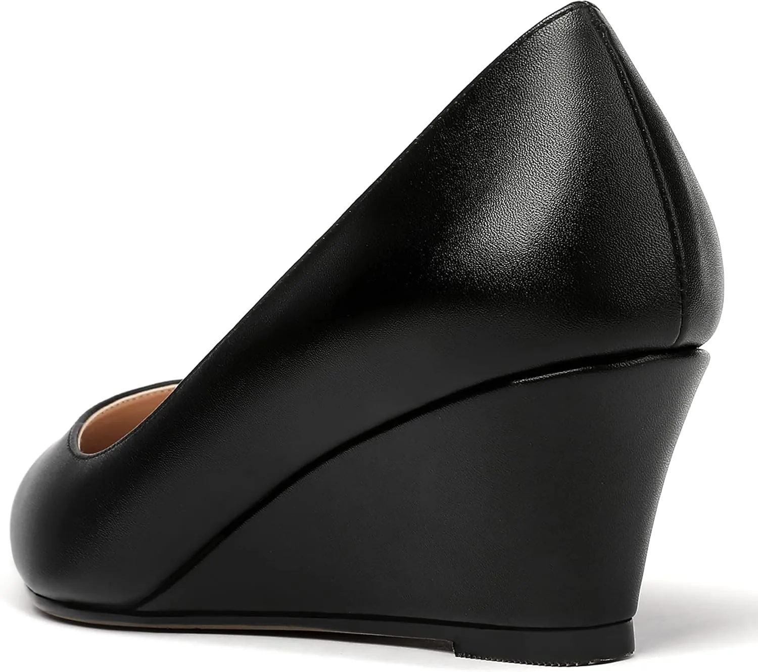 MERRORI Women's Pumps Wedge Heels Low Heel Slip On Matte Pointed Toe Pumps Womens Shoes 2 Inch