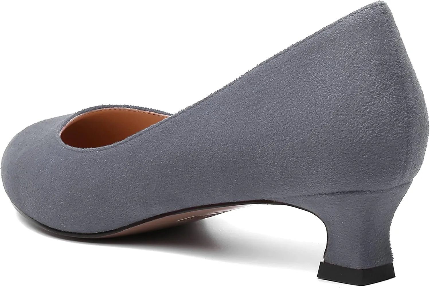 MERRORI Womens Slip On Suede Round Toe Dress Shoes Solid Casual Office Kitten Low Heel Pumps Shoes 1.5 Inch