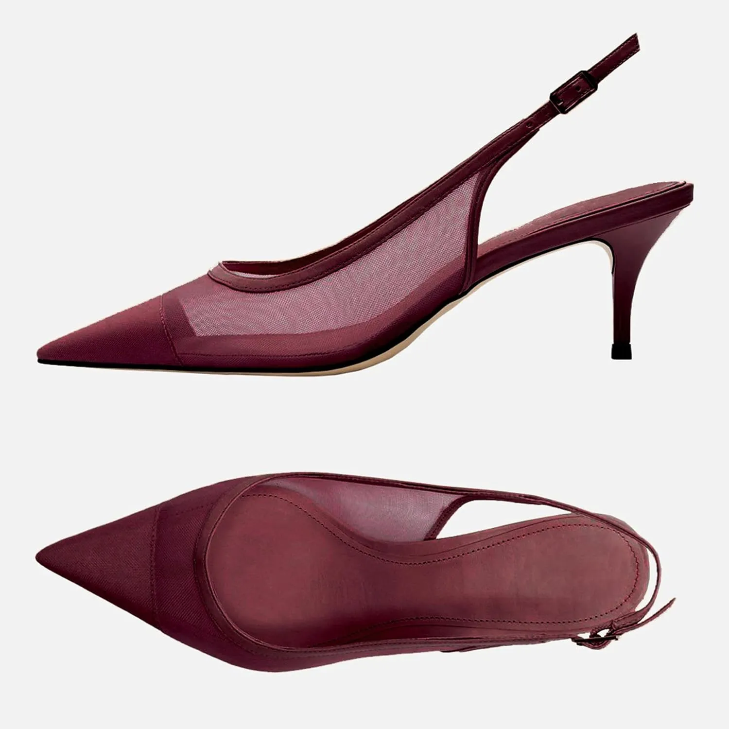 Mesh Kitten Heels for Women Slingback Design with Pointed Toe Breathable and Stylish Elegant Low Heel for Comfort and Sophistication
