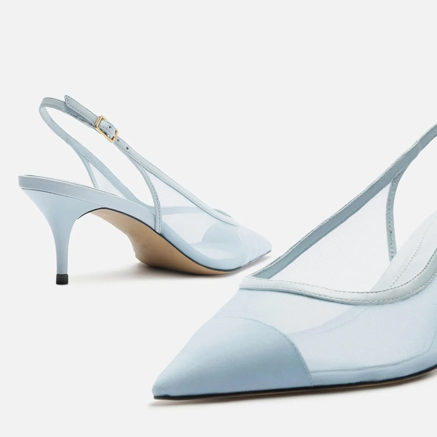 Mesh Kitten Heels for Women Slingback Design with Pointed Toe Breathable and Stylish Elegant Low Heel for Comfort and Sophistication