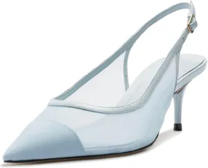 Mesh Kitten Heels for Women Slingback Design with Pointed Toe Breathable and Stylish Elegant Low Heel for Comfort and Sophistication