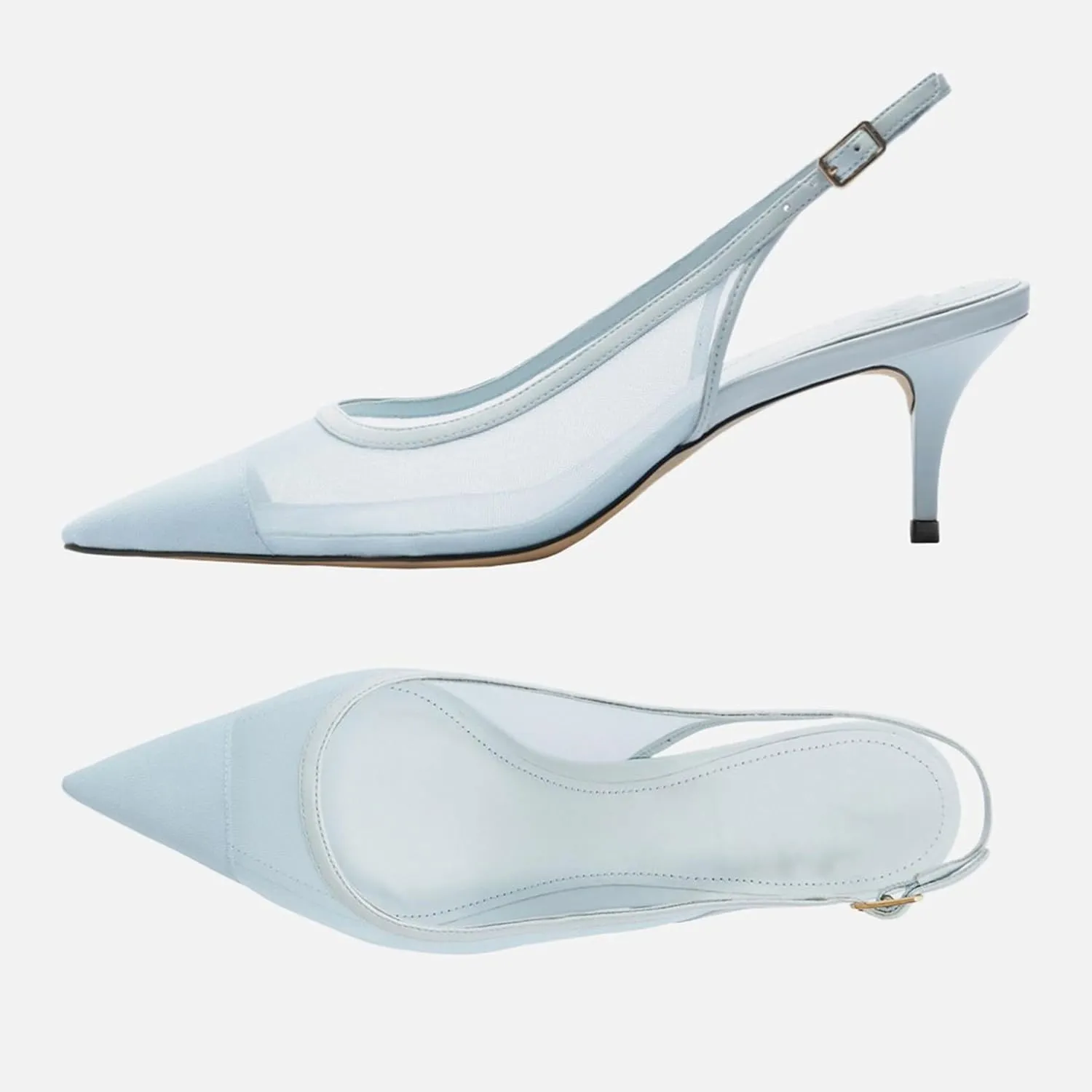 Mesh Kitten Heels for Women Slingback Design with Pointed Toe Breathable and Stylish Elegant Low Heel for Comfort and Sophistication