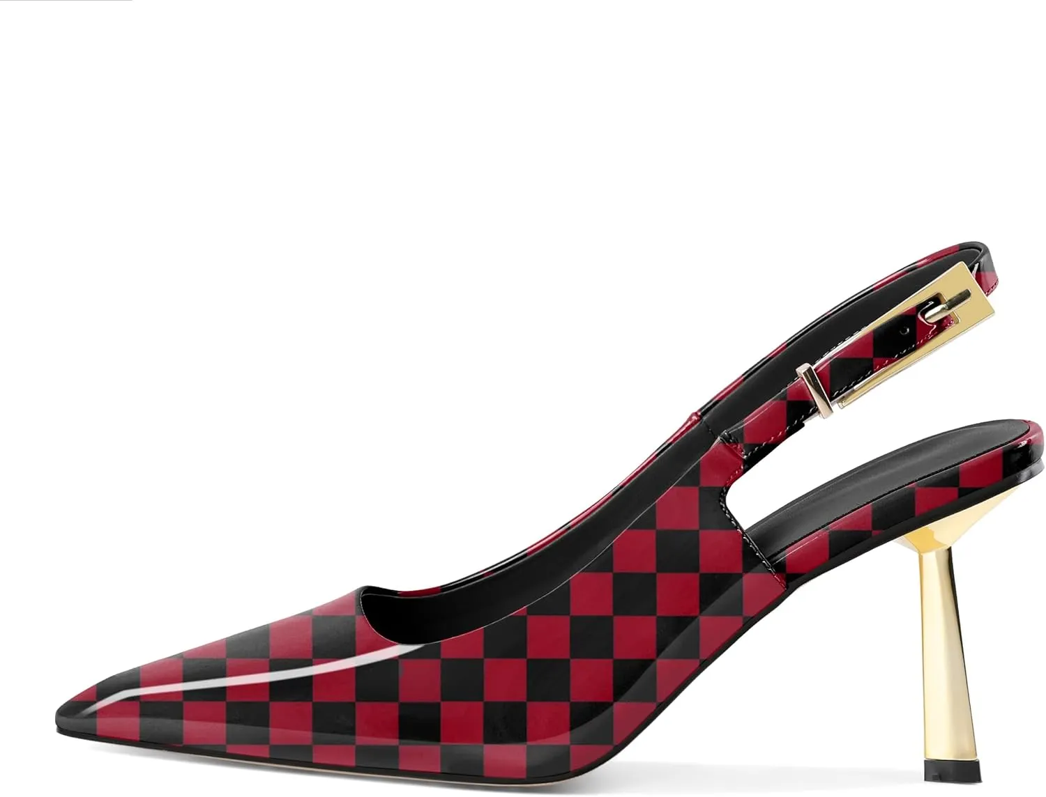 Mettesally Women's Slingback Stiletto High Heels Square Toe Metal Buckle Patent Pumps Formal Fashion Stylish Dress Shoes for Women