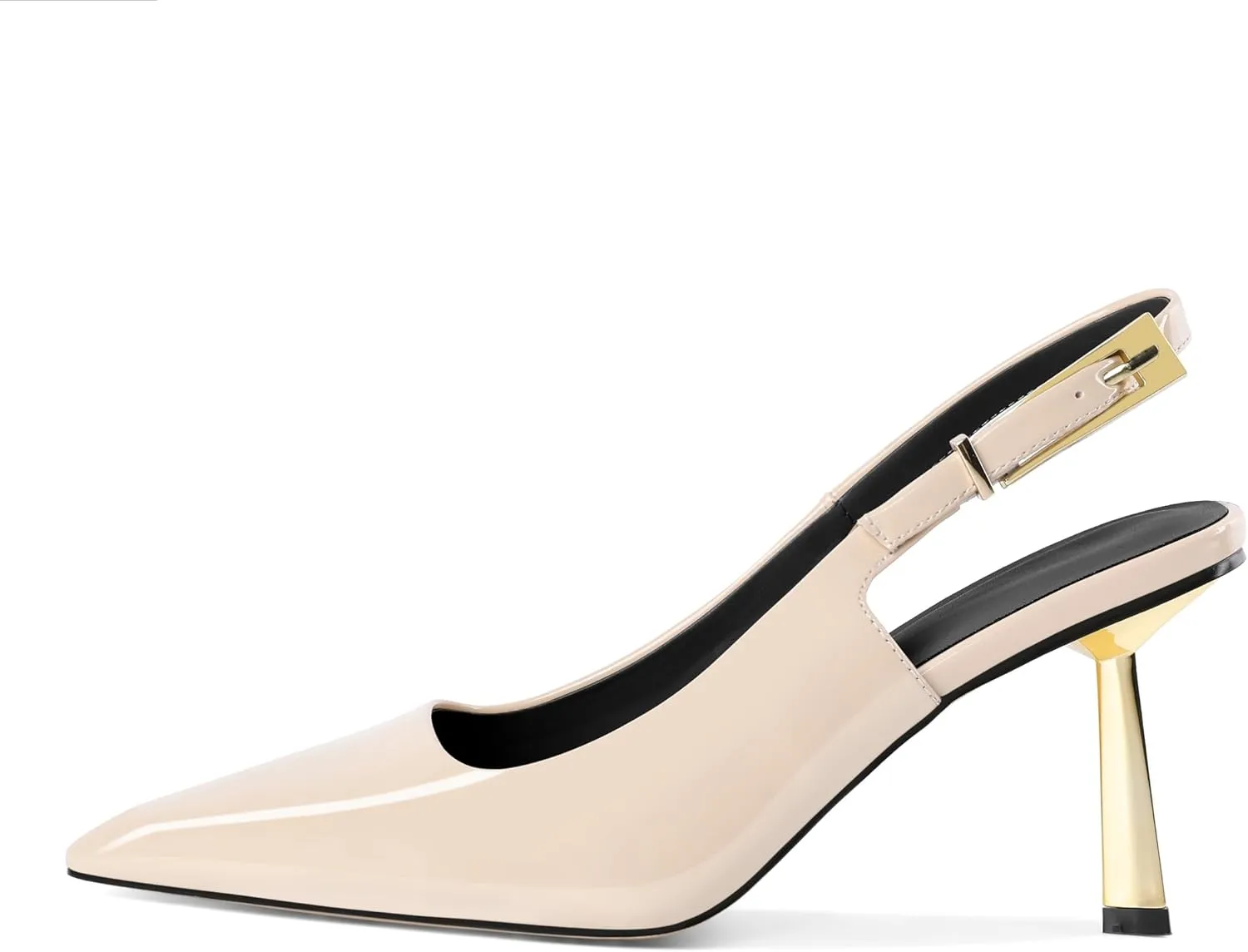 Mettesally Women's Slingback Stiletto High Heels Square Toe Metal Buckle Patent Pumps Formal Fashion Stylish Dress Shoes for Women