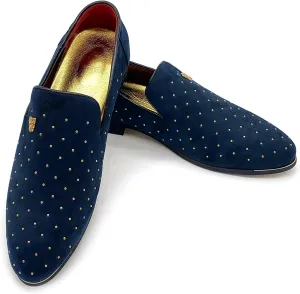 MHB Men's Luxury Velvet Loafers Pointed-Toe Slip-on Suede Dress Shoes for Men Rivet Smoking Slipper Fashion Lightweight