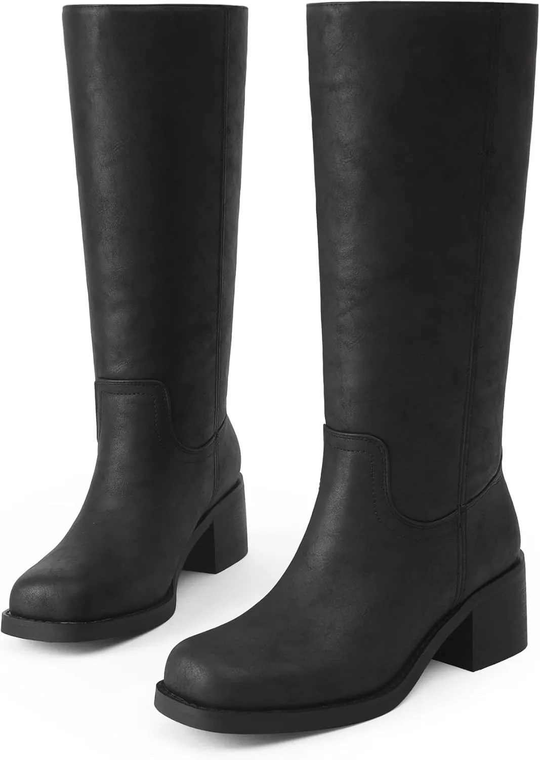 Mid Calf Boots for Women Chunky Block Heel Women’s Tall Boots Square Toe Comfortable Casual Boots Low Heel Trendy Stylish Boots