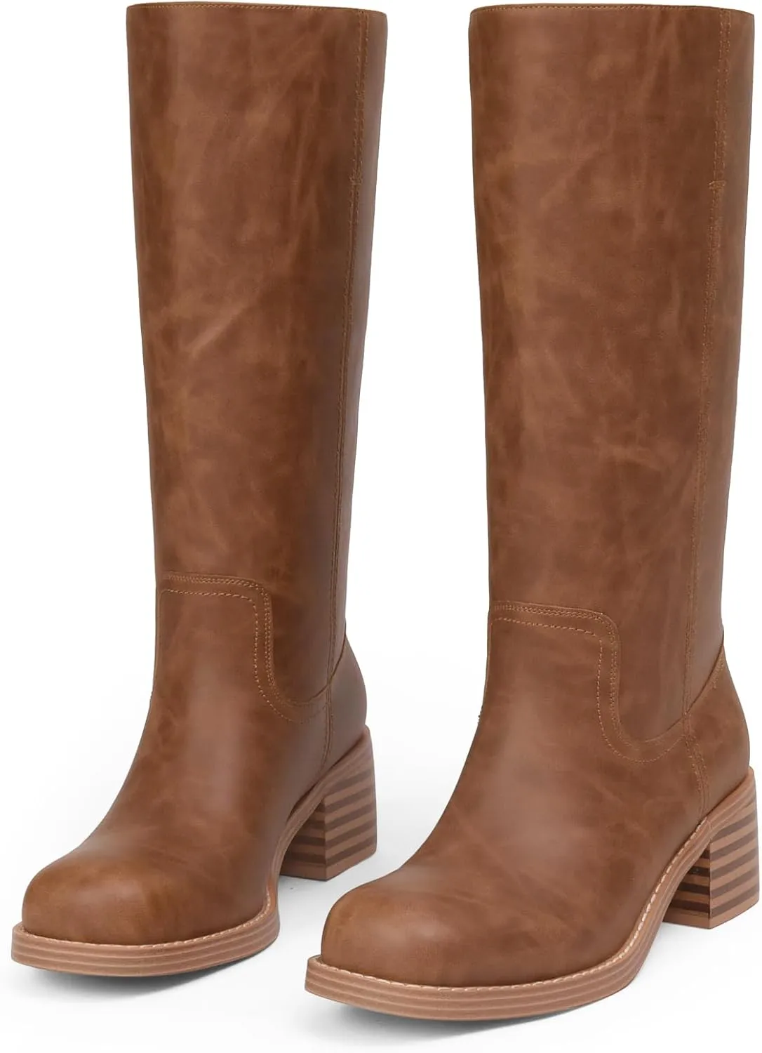 Mid Calf Boots for Women Chunky Block Heel Women’s Tall Boots Square Toe Comfortable Casual Boots Low Heel Trendy Stylish Boots