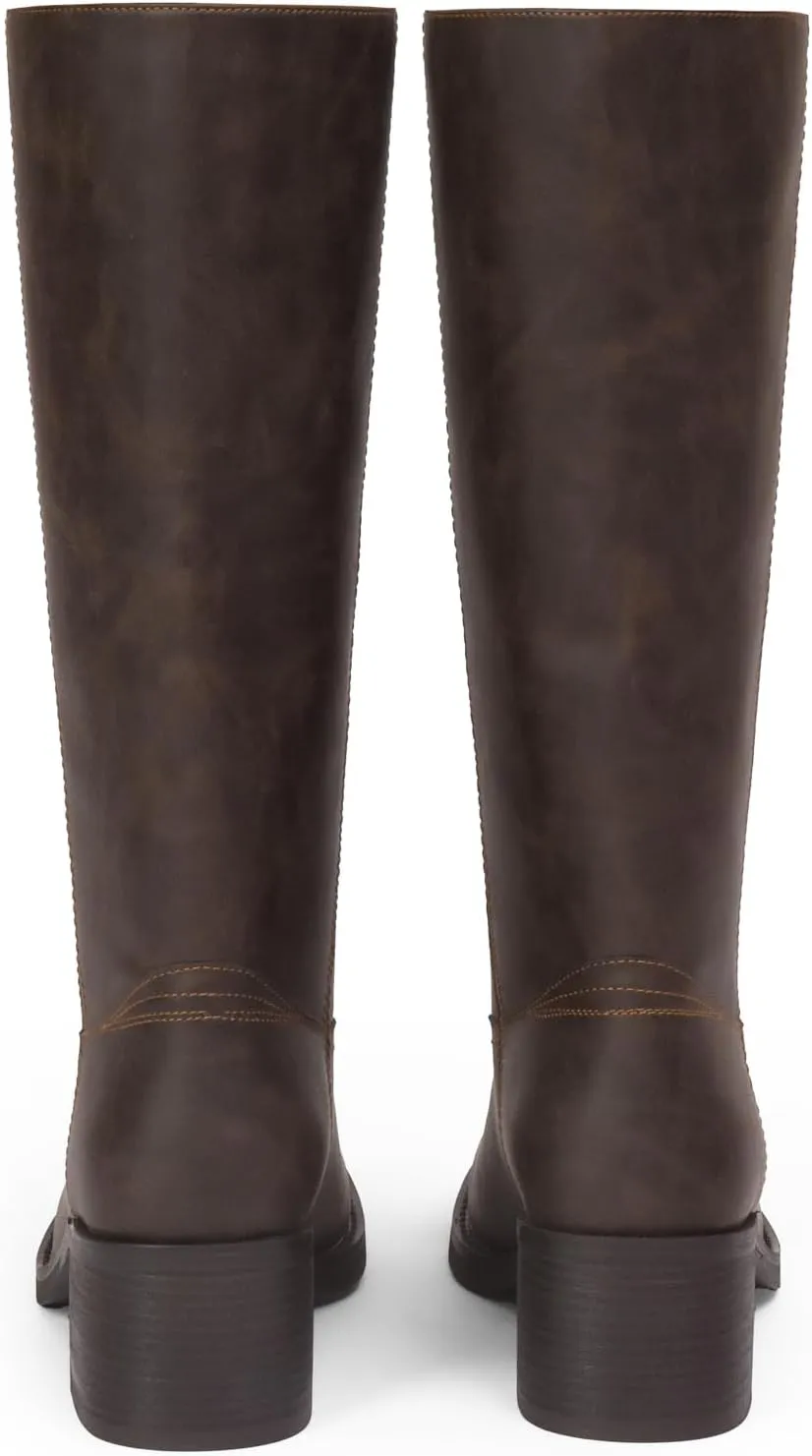 Mid Calf Boots for Women Chunky Block Heel Women’s Tall Boots Square Toe Comfortable Casual Boots Low Heel Trendy Stylish Boots