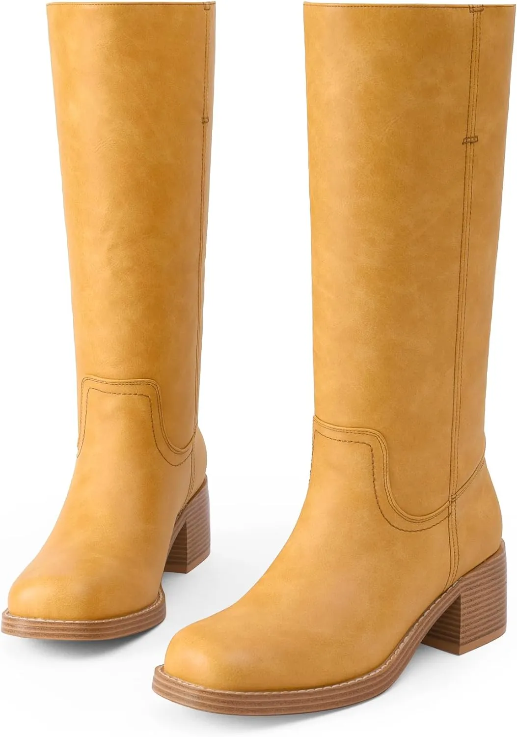 Mid Calf Boots for Women Chunky Block Heel Women’s Tall Boots Square Toe Comfortable Casual Boots Low Heel Trendy Stylish Boots
