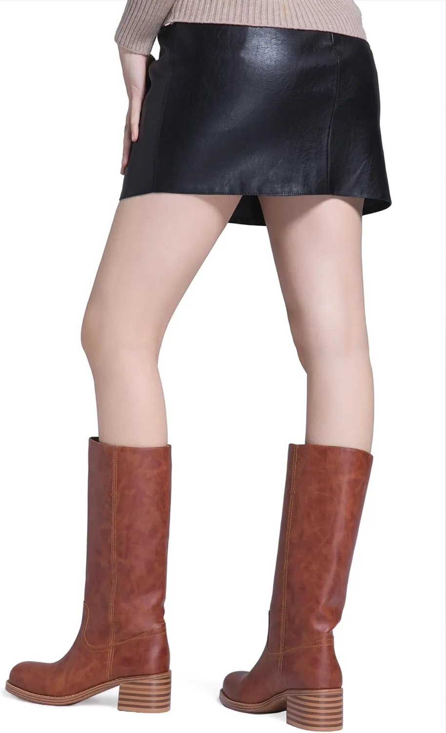 Mid Calf Boots for Women Chunky Block Heel Women’s Tall Boots Square Toe Comfortable Casual Boots Low Heel Trendy Stylish Boots