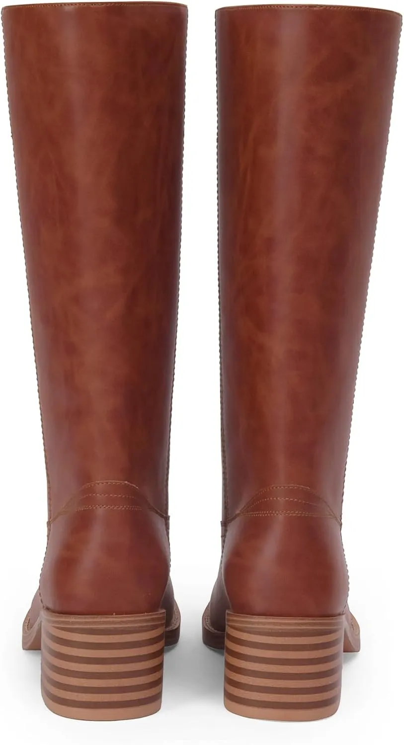 Mid Calf Boots for Women Chunky Block Heel Women’s Tall Boots Square Toe Comfortable Casual Boots Low Heel Trendy Stylish Boots