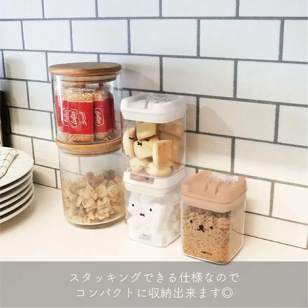 Miffy Storage Container, Canister, 9.1 fl oz (270 ml), Good Night Miffy, Easy Lock, Easy to See Contents Clear Container, Width 3.0 x Depth 3.0 x Height 3.9 inches (7.5 x 7.5 x 10 cm)