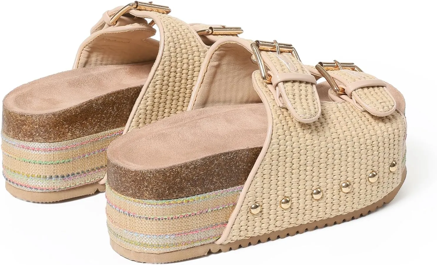 mikarka Raffia Platform Sandals for Women 2025: Resort Womens Sandals Comfortable - Summer Beach Sandals Buckle Straps Espadrilles Flatform Slides Mules
