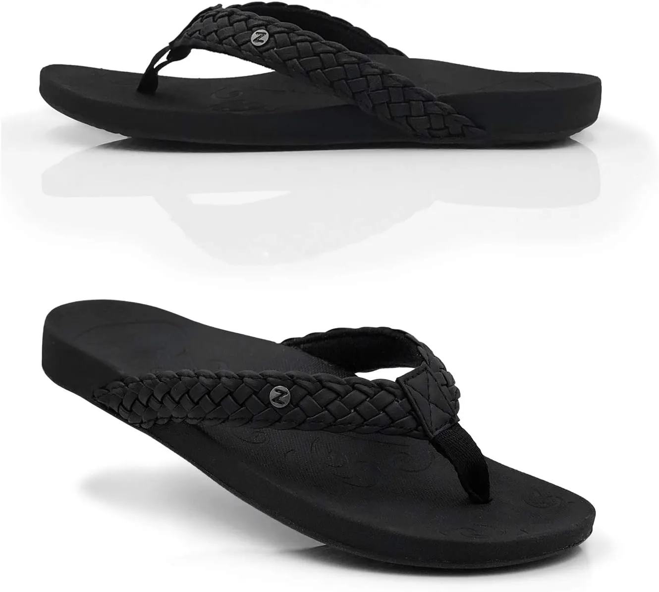 Mila Orthotic Flip Flops for Women, Stylish & Comfy Orthopedic Sandals with Biomechanical Arch Support - Braided Faux Leather Strap