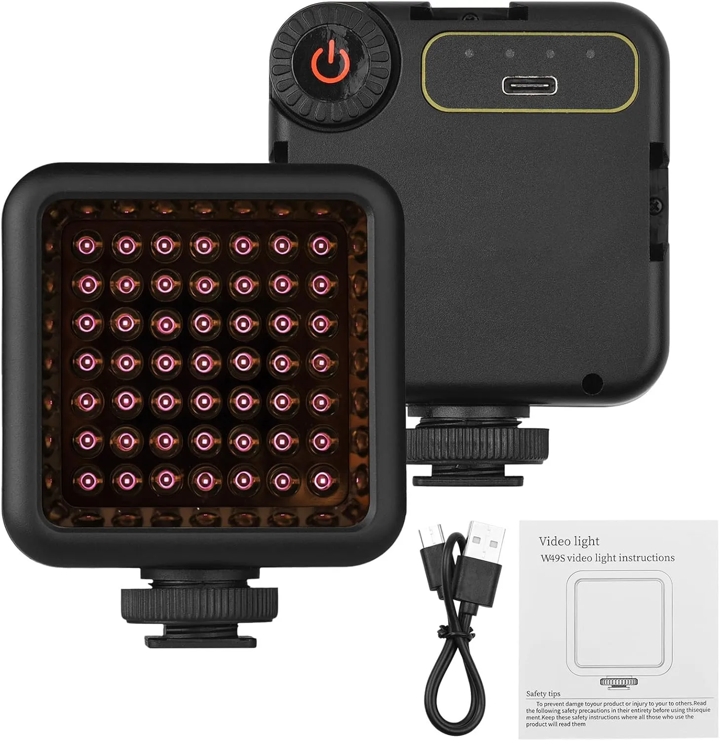 Mini IR Night Vision Light Infrared Photography Light for Video Camera Camcorder Built-in Rechargeable Battery with 3 Cold Shoe Mount for Vlog YouTube Video Recording