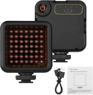 Mini IR Night Vision Light Infrared Photography Light for Video Camera Camcorder Built-in Rechargeable Battery with 3 Cold Shoe Mount for Vlog YouTube Video Recording