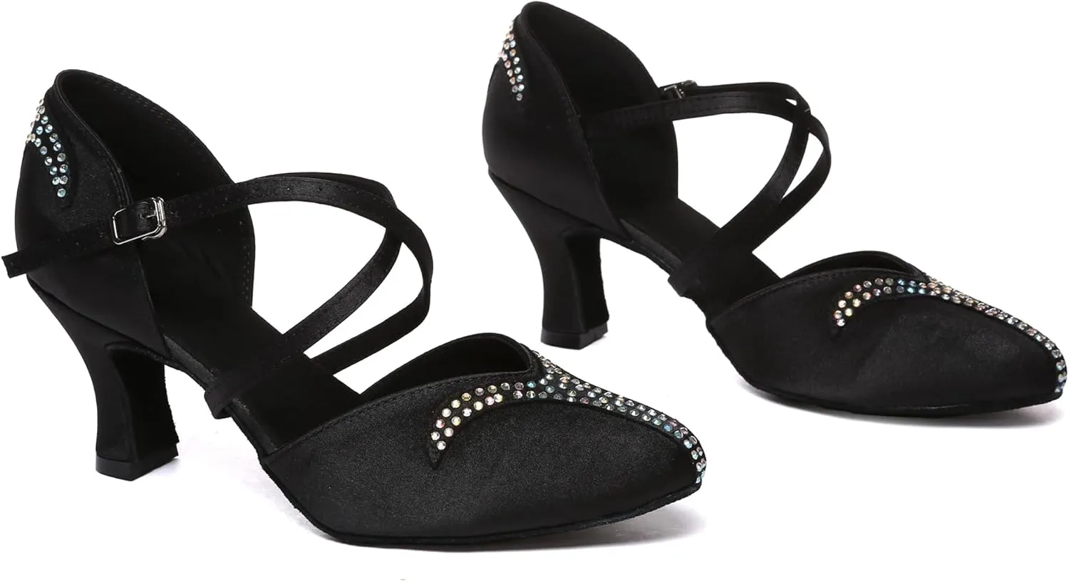 Minishion Women's Closed Toe Dance Heels Comfortable Ballroom Dancing Pumps